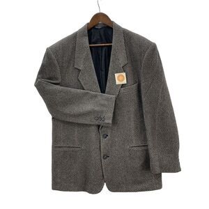 Harve Bernard Blazer Men's 44R Gray Herringbone Cashmere Blend American Academia